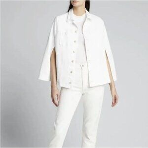 NEW L' AGENCE White Jacket Madison Stretch Denim Jean Cape Jacket Size Small